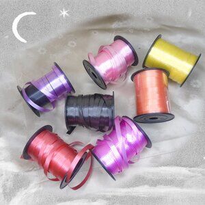 Lot of Curling Ribbon - Pink Black Yellow Orange Coral Lavender